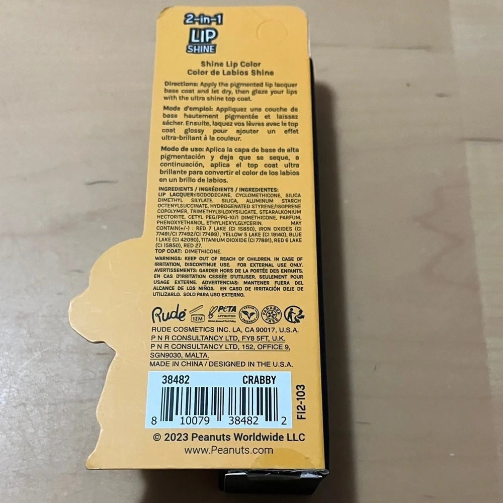 RUDE 2-in-1 Lip Shine with Peanuts Design